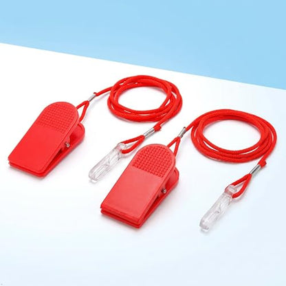 Treadmill Safety Key Replacement 2 Pack — Exercise Equipment Safety Start Key with Strong Clothing Clip Red Universal Fit 38mm Treadmill Emergency Stop Switch for Home Gym Cardio Workout