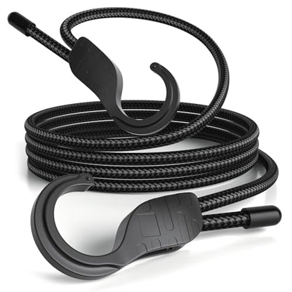 24" Adjustable Bungee Cords with Hooks, Heavy Duty Outdoor 6 Pack Black, Length-Adjustable Design (7"-24"), UV-Resistant Elastic Straps for Cargo, Camping, Tents, Bikes, Luggage, etc - size: 24 inches, style: Adjustable