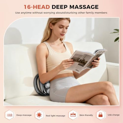 Beyn New 16-Head Massage Gun Set, 30 Speed Levels, Deep Tissue Massage for Back/Leg/Foot Muscle Relaxation, Portable Design（Comes with 16 Massage Heads）