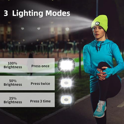 LED Beanie with Light Unisex, Gifts for Men Women, Winter Caps - color: Fluorescent Yellow
