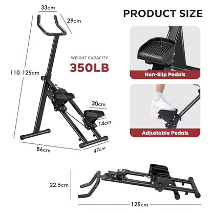 soges Stair Stepper w/Handlebar, Folding Vertical Aerobics for Home, Black