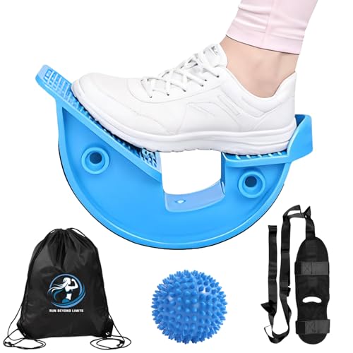 JIURUN Calf Stretcher and Foot Rocker for Plantar Fasciitis - Leg Stretching Strap, Hamstring and Calf Stretcher, Suitable for Stretching Legs and Thighs (Blue)