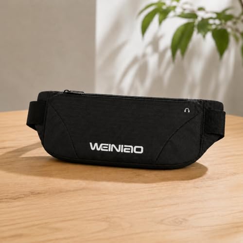 Waist Bag Running Belt Waterproof Sports Fanny Pack for Phone Fitness Marathon Travel (Black) - color: Black