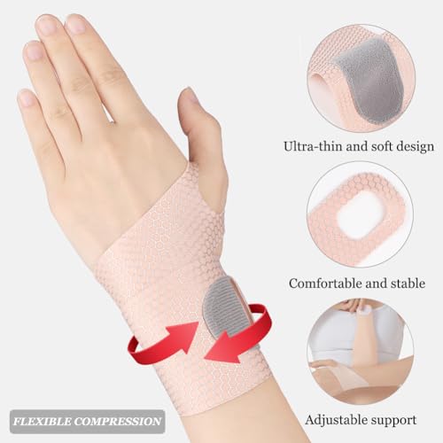 Ultra-Thin Wrist Brace (2Pcs),Lightweight Wrist Wrap for Pain Relief - color: Black
