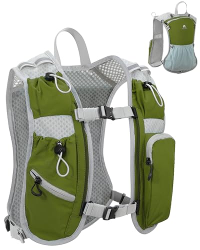 Running Vest for Women and Men, Hydration Running Backpack, Runners Vest, Hydration Vest, with Front Phone Holder, Adjustable Chest and Waist Strap - color: Forest Green, size: Only Backpack