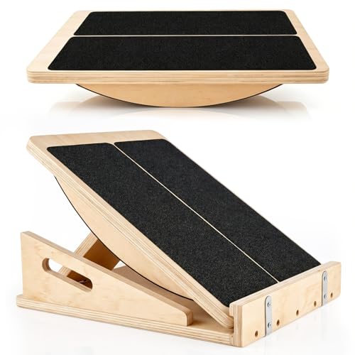 2-in-1 Slant Board & Balance Board with Adjustable Incline
