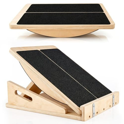 2-in-1 Slant Board & Balance Board with Adjustable Incline