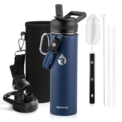 RAYMYLO Insulated Water Bottle 20 oz, Triple Wall Vacuum Stainless Steel - color: Dark Blue, size: 20 Ounces