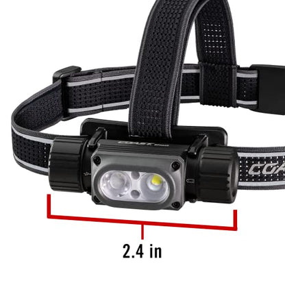 Coast WPH34R 2000 Lumen Waterproof Ultra Bright IP68 USB Rechargeable-Dual Power Headlamp, 6 Modes with Spot and Flood Beams, Black/Grey
