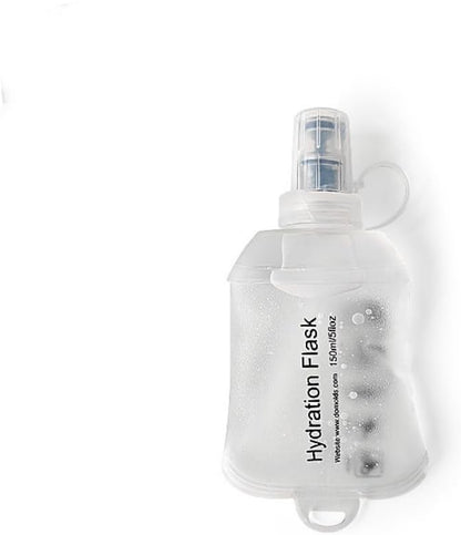 Sport Soft Water Bottle, TPU Collapsible Flask Foldable Bottles for Hydration Pack, BPA-Free, for Running Hiking Cycling Climbing (150ml) (Transparent) - color: Transparent
