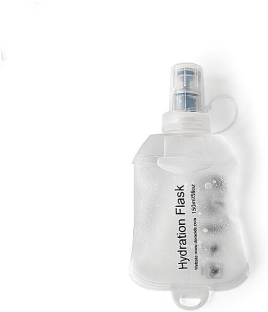 Sport Soft Water Bottle, TPU Collapsible Flask Foldable Bottles for Hydration Pack, BPA-Free, for Running Hiking Cycling Climbing (150ml) (Transparent) - color: Transparent