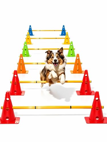 Dog Agility Training Hurdle Cone Set, Adjustable Dog Agility Equipment Obstacle Course Backyard Equipment for Pet Exercise 6 Set - size: Hurdle Cone 6 Set
