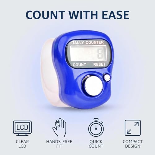 5 Digit LED Digital Row Counter, Display Counter Clicker,Handheld Number Click Counter,Finger Tally Counter,Electronic Finger Counter Hand Tally Counter with Ring for Golf,Track and Field Lap Counters