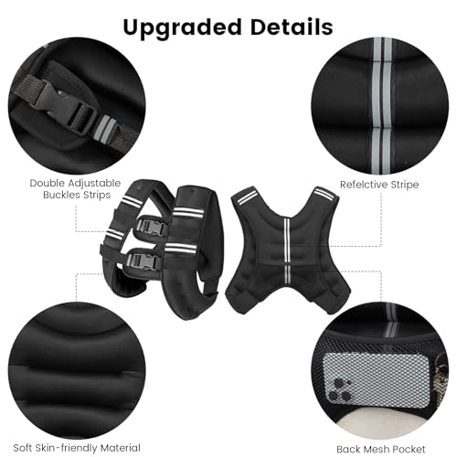 Wolliwa 6lb/8lb/12lb/16lb/20Lb Weighted Vest Woman Men - color: Black, size: 30 Lbs