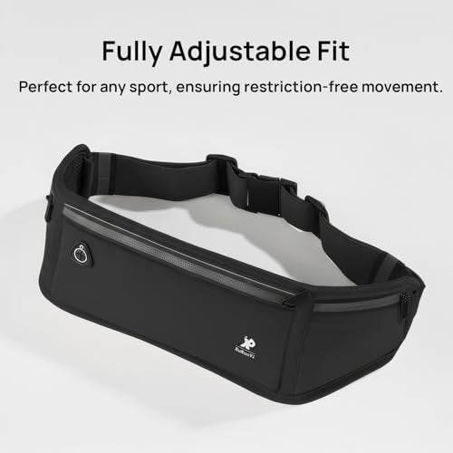 Large Capacity Running Belt Waist Pack for Men Women, Sports Bags, Bum Bags, 3-Pocket Waterproof Fanny Pack for Phones up to 7.2", Adjustable Fitness Pouch for Workout (Black)