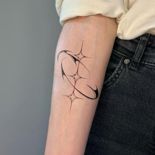 Semi Permanent Tattoo, Abstract Sharp Gothic Star Design, Medium - color: star