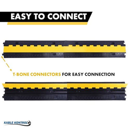 Kable Kontrol Atlas Heavy Duty Cable Protector Ramp - 2 Channel - 1 Pc - 40” Long Black & Yellow - 24,000 Lbs Capacity - Rubber Speed Bump Wire Protector Cord Cover - CP9987 - size: 2 Channel - 40" - 1 Unit
