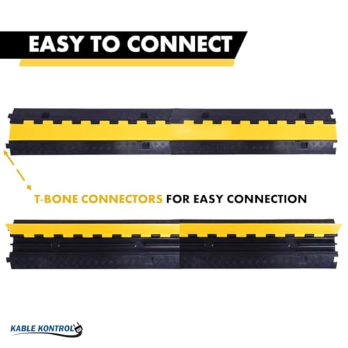 Kable Kontrol Atlas Heavy Duty Cable Protector Ramp - 2 Channel Bulk Wholesale Pallet - 10 Pcs - 40” Long Black & Yellow - 24,000 Lbs Capacity - Rubber Speed Bump Wire Protector Cord Cover - CP9987 - size: 2 Channel - 40" - 10 Units