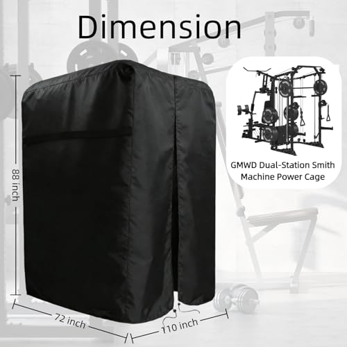 47"-110"W Squat Rack Cover with Waterproof Zipper for Gym Equipment - size: 110 W x 72" D x 88" H