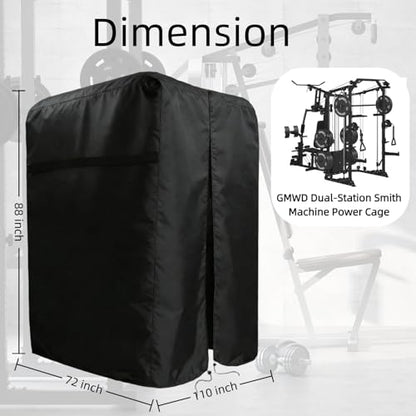 47"-110"W Squat Rack Cover with Waterproof Zipper for Gym Equipment - size: 110 W x 72" D x 88" H