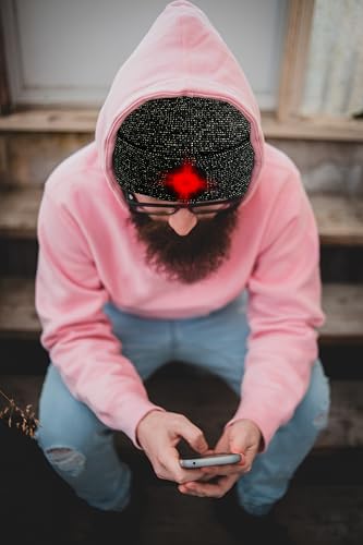 ATNKE LED Lighted Beanie Hat,USB Rechargeable 8 LED Red Glow Flashing Alarm Running Headlamp Cap Gifts for Men and Women - color: #Blended Black Goldwire