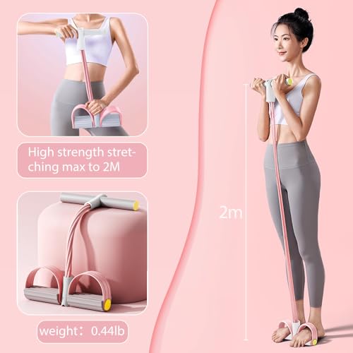 Foot Pedal Resistance Band,6-Tube Pedal Puller Resistance Rope,Yoga Elastic Exercise Bands, for Women Jump Fitness, Abdomen/Arm Weight/Waist/Leg Stretching Slimming Training - color: Pink