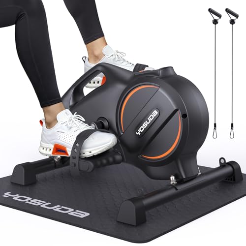 YOSUDA Under Desk Bike with 16-Level Magnetic Resistance & Bluetooth App - color: Black-Orange