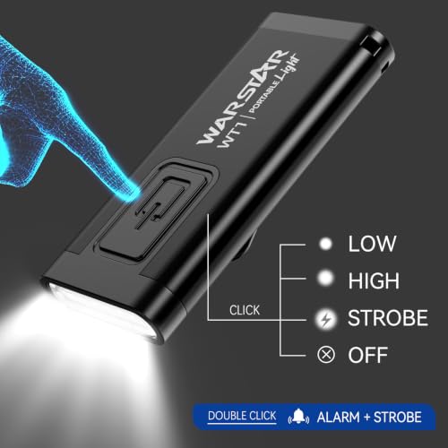 WARSTAR Keychain Flashlight with Personal Safety Alarm, 200LM Mini EDC Light, USB-C Rechargeable Emergency Siren for Women & Night Safety (2pack,Black*2) - color: 2pack,Black*2