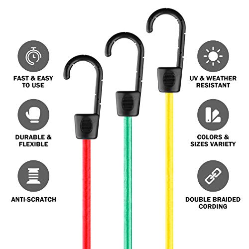 CARTMAN 18-Piece Adjustable Bungee Cord Assortment with Hooks - size: 18PCS/Adjustable Hook