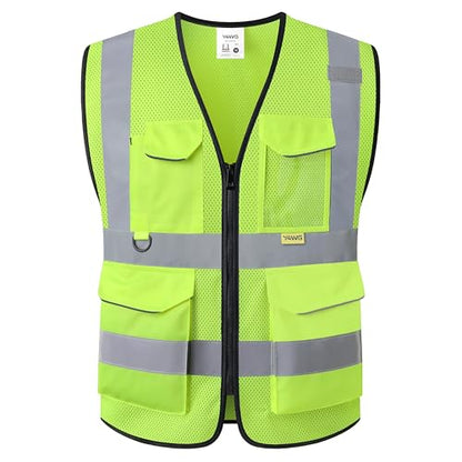 Reflective Safety Vest for Men Women with Pockets,Meets ANSI/ISEA - color: Yellow, size: Large