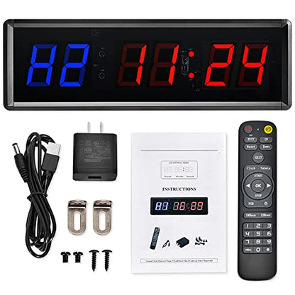 Gym Clock With Remote, 1.5" 1.8" Metal LED Timer, Crossfit Workout Stopwatch, Tabata Countdown for Home