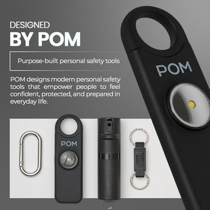 POM Personal Safety Alarm for Women – 130dB Loud Emergency Siren, USB-C Rechargeable with Bright LED Flashlight, Portable Keychain Design for Self Defense, Purse, Backpack & Travel (Black) - color: Black