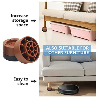 Brown Round Bed Furniture Risers (Set of 4) 1.3 inch, 2 inch - color: Brown-4 Pack, size: one layer (1.3 inch)