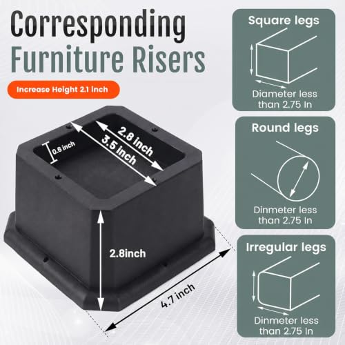 BTSD-home Furniture Risers 2 Inch - color: 2 Inch, size: 4 Pack