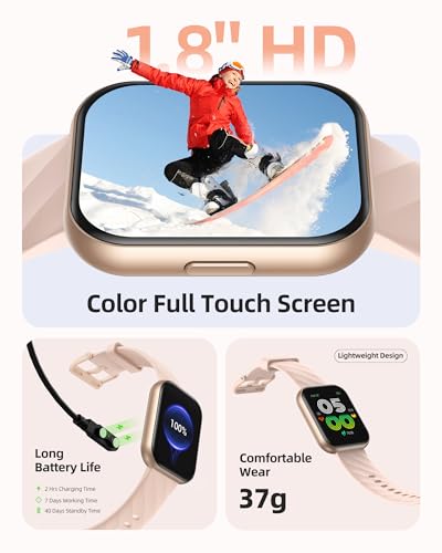 Parsonver Smart Watch, 5ATM Waterproof Watch for Swimming, 110+ Sport Modes - color: Rose Gold