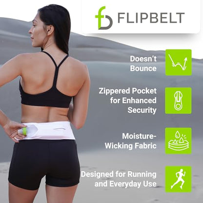 FlipBelt Zipper Running Belt, Waist Pack for Fitness and Running, US Company - color: Girly Pop Pink, size: Small
