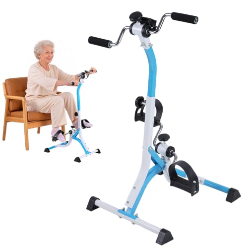 Mini Exercise Bike Pedal Exerciser with Adjustable Resistance, Portable Arm and Leg Exerciser with LCD Display, Under Desk Bike for Seniors Home Workout, Low Impact Fitness Equipment