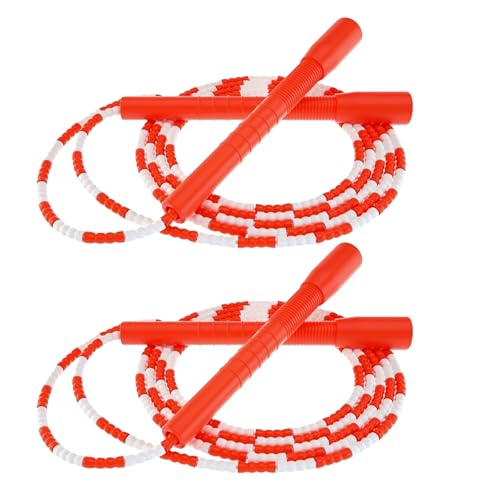 YUEDONG Beaded Jump Rope, 20cm Handles, Soft TPU Beads, Rhythmic Click - color: ORANGER-ORANGER