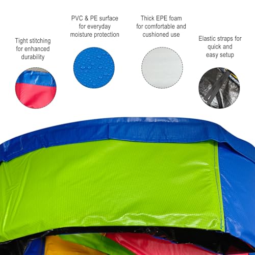 14FT Trampoline Replacement Safety Pad, Waterproof Foam Spring Cover, Tear-Resistant Edge Pad, Easy Install Spring Protection Cover (Multicolour)