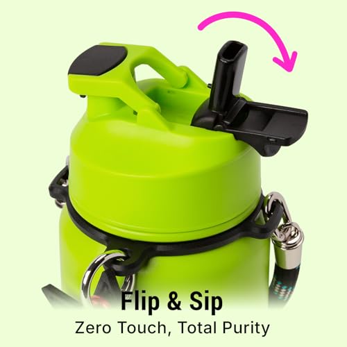 Cute Water Bottle with Strap, 40oz Insulated Stainless Steel Bottle for Girls, Travel & Daily Carry, Leak-Proof, Straw & Spout Lid, BPA-Free, Keeps Drinks Cold - color: Brat Green, size: 40 Ounces