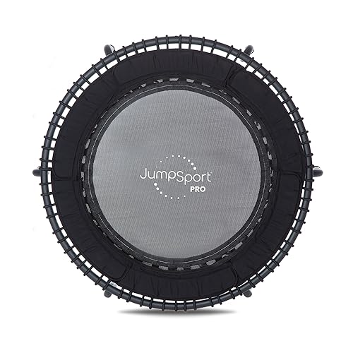 JumpSport 550 Workout Rebounder for Adults, 44" | PRO CE | Mini Exercise Fitness Trampoline Jumper with Cables | Black - color: Matte Black, style: Solid Frame / Petal Mat