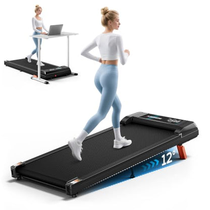 Under Desk Walking Pad Treadmill for Home - color: Black