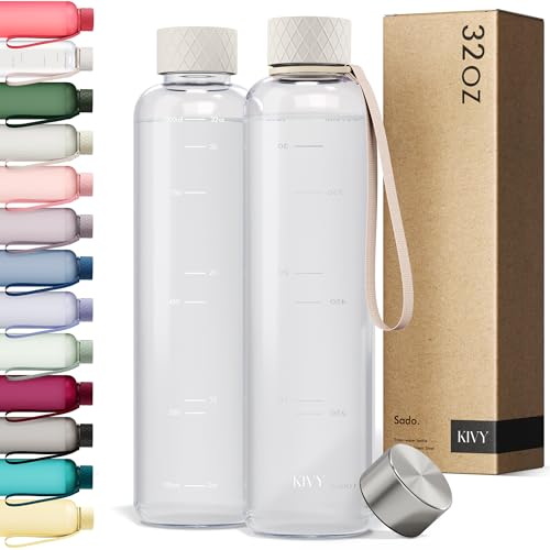 KIVY Slim Water Bottle 32oz Tritan - Lightweight & Shatterproof - BPA-Free - color: 04 Cream Clear, size: 32 Ounces