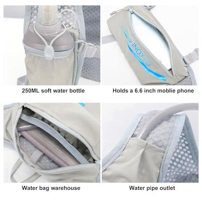 INOXTO Running Hydration Vest Backpack,Lightweight Insulated Pack with 1.5L Water Bladder Bag Daypack for Hiking Trail Running Cycling Race Marathon for Women Men - color: Light gray Blue