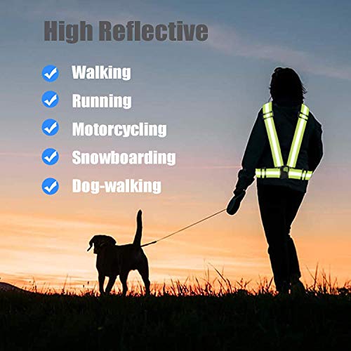 Reflective Vest Running Gear 3Pack, Adjustable Safety Vests High Visible Reflective Belt Straps - color: Green,black,blue
