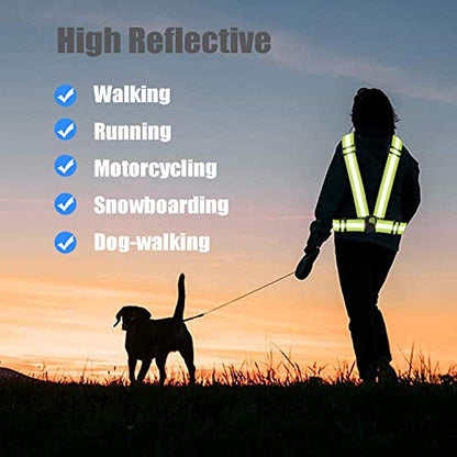 Reflective Vest Running Gear 3Pack, Adjustable Safety Vests High Visible Reflective Belt Straps - color: Green,black,blue