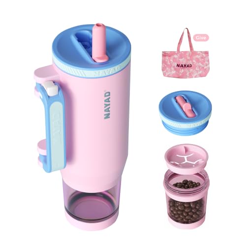 23oz Insulated Tumbler with Foldable Handle & 10oz Snack/Pill Container - color: pink