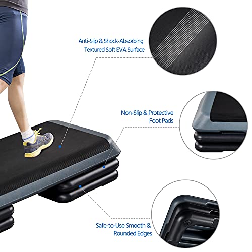 Topeakmart Adjustable Aerobic Step, 43in Exercise Platform with 3 Heights