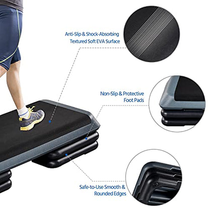 Topeakmart Adjustable Aerobic Step, 43in Exercise Platform with 3 Heights
