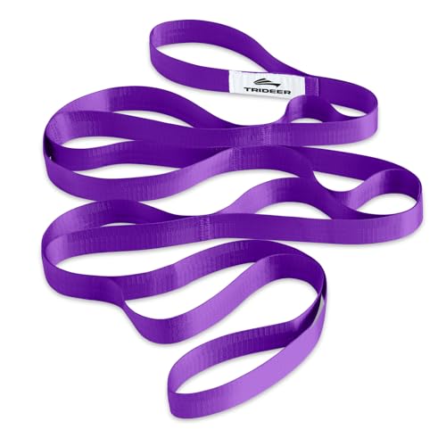 Trideer Non-Elastic Stretching Strap with Loops for Physical Therapy & Rehab, Knee Hip Leg ROM Post-Surgery, Yoga Strap for Stretching, Leg Lifter Strap Mobility Aid, Hamstring Calf Back - color: Purple/75"x1"